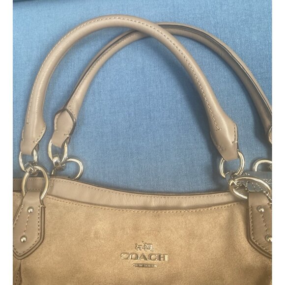 Coach Brown Slouch Suede Leather Hobo Shoulder Bag Silver Hardware Zip Close COA - Picture 13 of 15